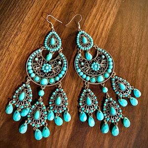 Vintage 90s Statement Teardrop Boho Earrings